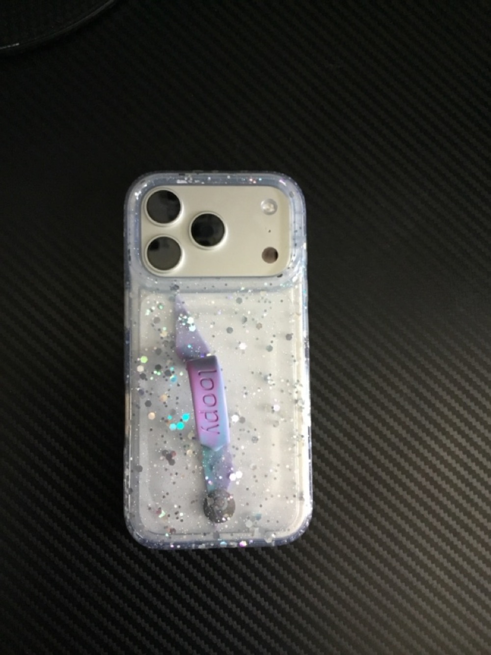 Loopy Case Clear Glitter Phone Case with Lavender Loopy Strap - Picture 2 of 2